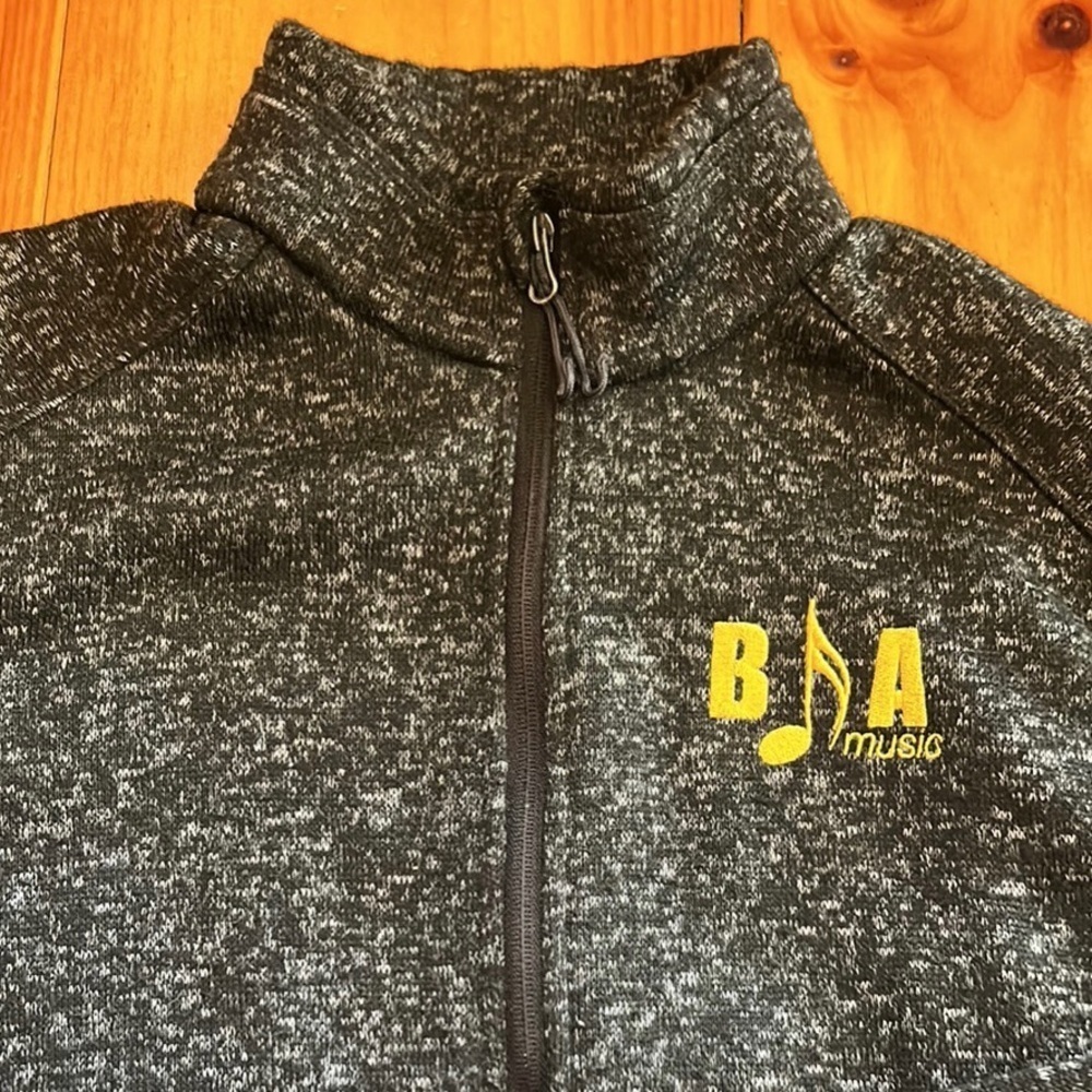 BFA St. Albans Vermont Music Fleece Full Zip Jacket Heather Black Size Large - Picture 2 of 9